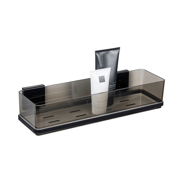 Crna plastična samoljepljiva kupaonska polica Quadro – Wenko-image-3