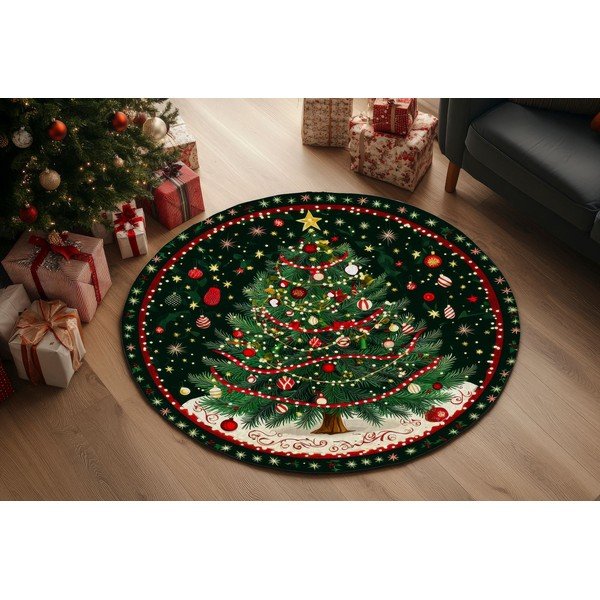 Zeleni okrugao tepih s božićnim motivom ø 120 cm – Conceptum Hypnose-image-1