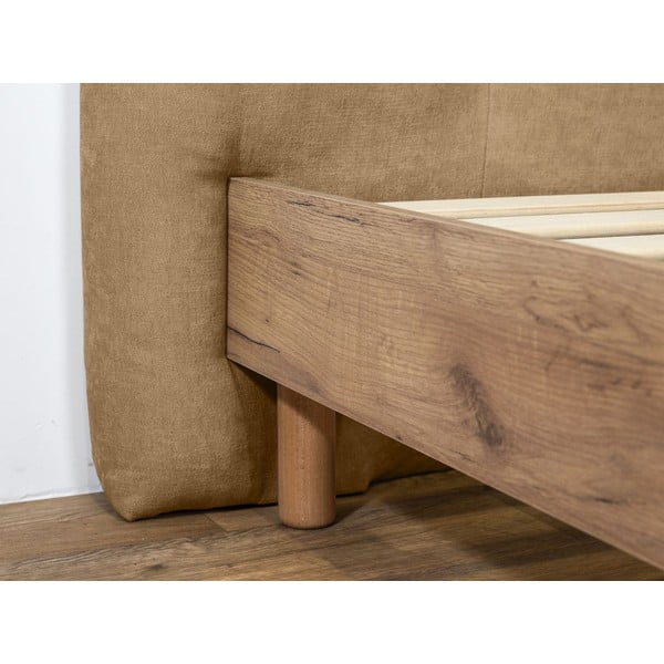 Bež tapecirani bračni krevet s podnicom 180x200 cm Kumo – Bobochic Paris-image-4