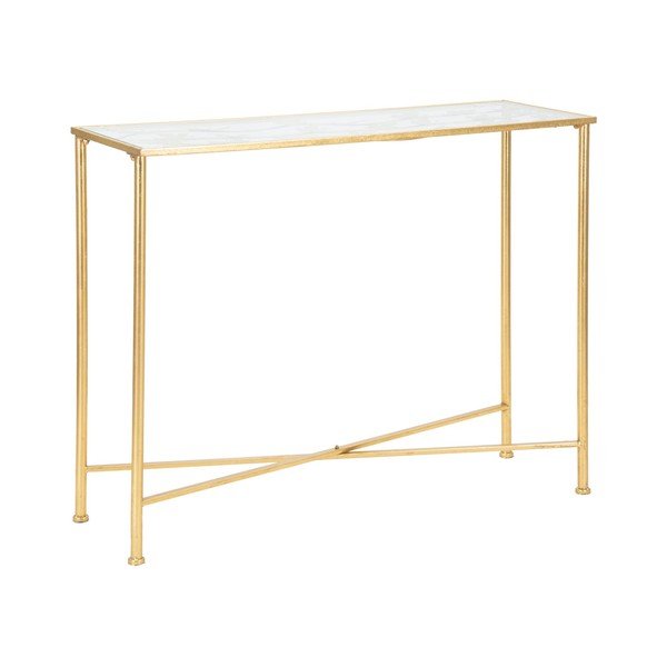 Bijeli/u zlatnoj boji pomoćni stol sa staklenom pločom stola 35x100 cm Butterflies – Mauro Ferretti