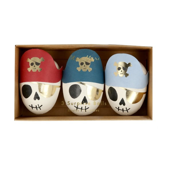 Party dodaci u setu 3 kom Pirate Skulls Surprise Balls – Meri Meri