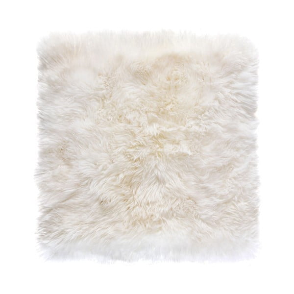 Bijela prostirka od ovčje kože Royal Dream Zeland Square, 70 x 70 cm