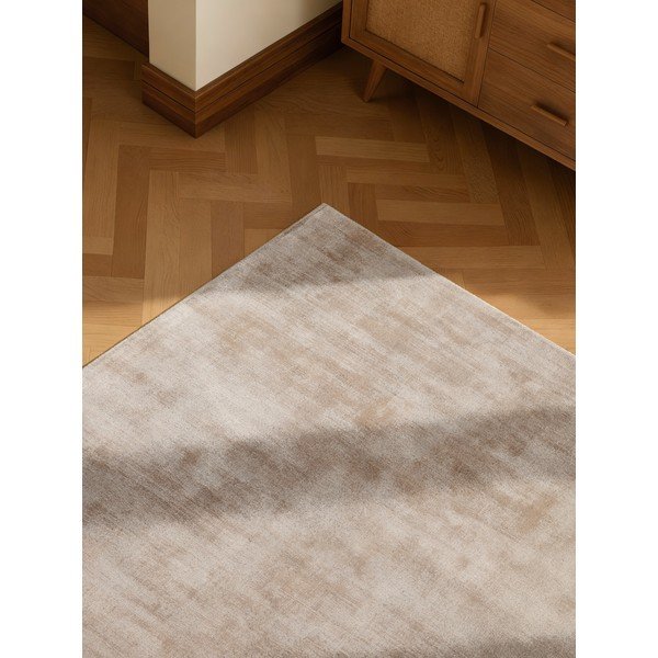 Bež ručno rađen tepih viskozan 80x150 cm Noemi – Vikosa-image-3
