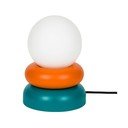 Petrolej zelena/narančasta stolna lampa od masivnog drveta sa staklenim sjenilom (visina 24 cm) Otem – noo.ma