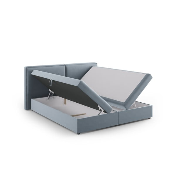 Svijetlo plavi boxspring krevet s prostorom za pohranu 180x200 cm Arendal – Cosmopolitan Design-image-3