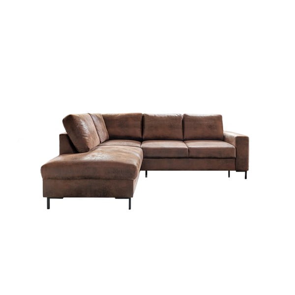 Smeđa sklopiva kutna garnitura od imitacije kože (s lijevim kutom) Lofty Lilly – Miuform