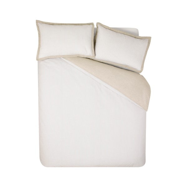 Bijela/bež posteljina za krevet za jednu osobu 135x200 cm Oxford Pinstripe – Catherine Lansfield