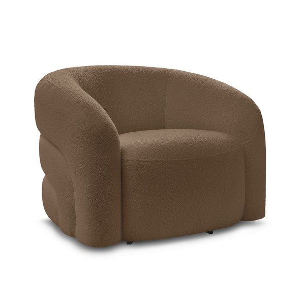 Smeđa okretna fotelja od bouclé tkanine Elina – Bobochic Paris