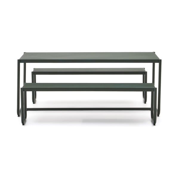 Tamno zeleni metalni vrtni blagovaonski set za 4 osobe Sotil – Kave Home-image-2