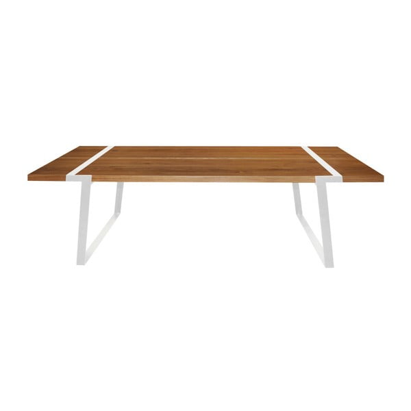 Tamni drveni stol za blagovanje s bijelim postoljem Canett Gigant, 240 cm