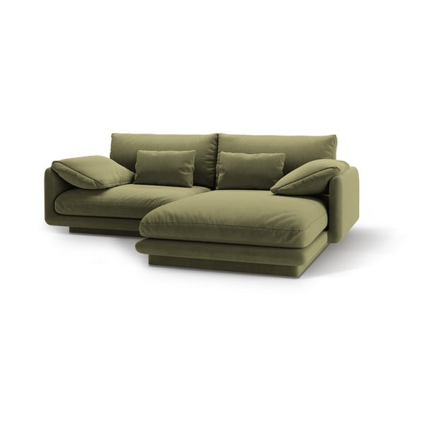 Svijetlo zelena baršunasti kutna garnitura (s desnim kutom/s ležaljkom) Torino – Micadoni -image-1