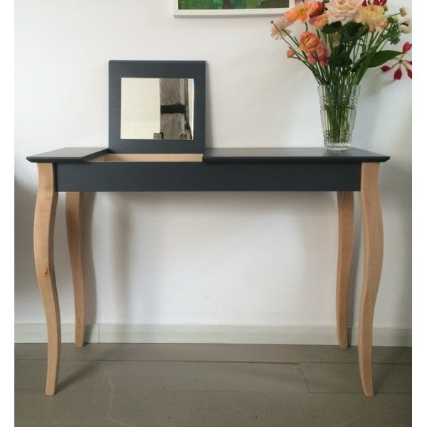 Grafit sivi toaletni stolić s ogledalom Ragaba stolić, duljine 65 cm-image-1