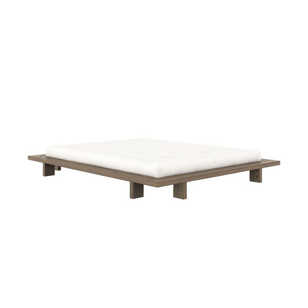 Smeđi bračni krevet od masivnog bora s podnicom 160x200 cm Japan – Karup Design-image-3