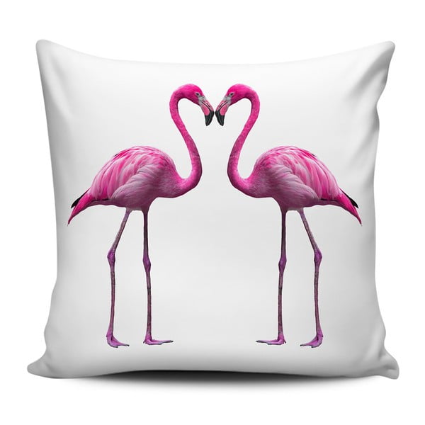 Ružičasti i bijeli jastuk Home de Bleu Flamingos In Love, 43 x 43 cm