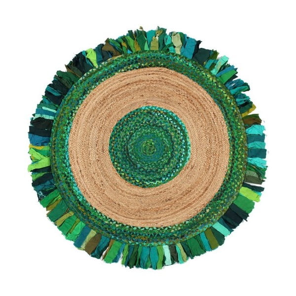 Okrugli tepih od jute i pamuka Eco Rugs Verde, Ø 120 cm