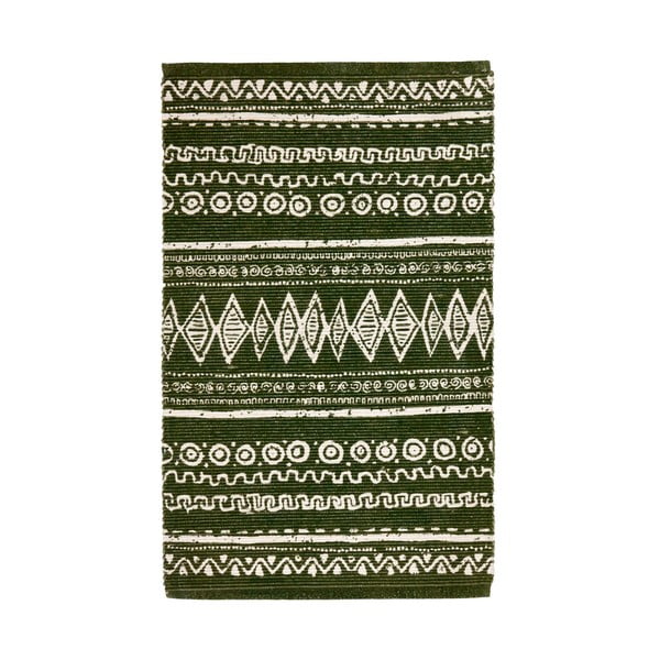 Zeleno-bijeli pamučni tepih Webtappeti Ethnic, 55 x 180 cm