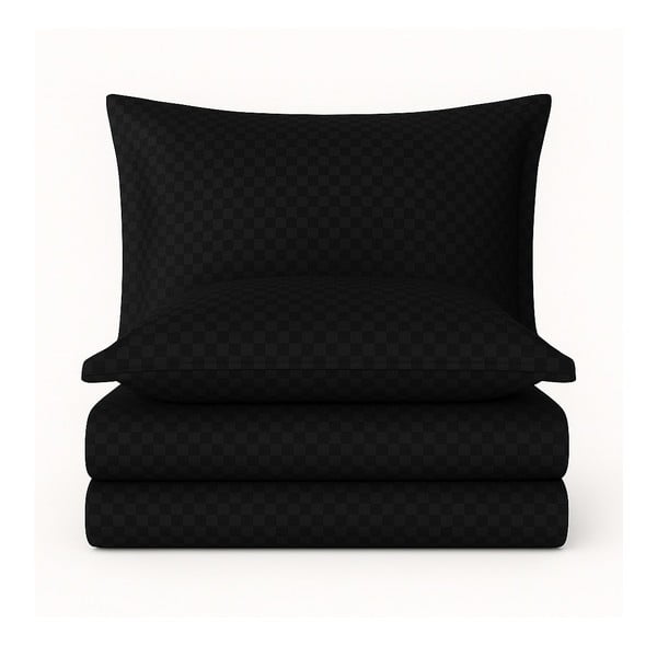 Crna posteljina za bračni krevet/za produženi krevet od renforce pamuka 240x220 cm Checkered – Mila Home Luxury