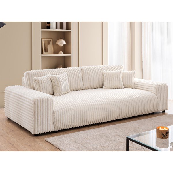 Krem sklopiva/s prostorom za odlaganje sofa od samta 260 cm Justin  – Ropez-image-3