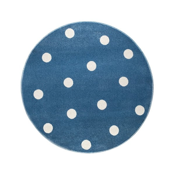 Plavi okrugli tepih s točkicama KICOTI Blue, ø 100 cm