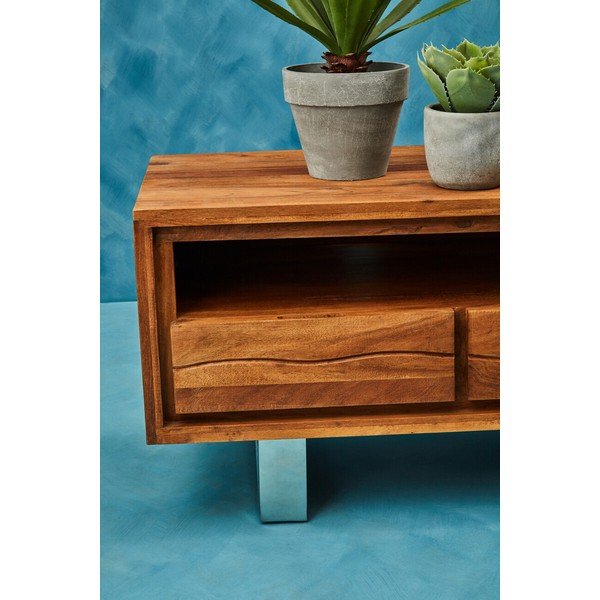 TV komoda od masivnog bagrema u tamnoj prirodnoj boji 140x52x50 cm Simla – Premier Housewares-image-2