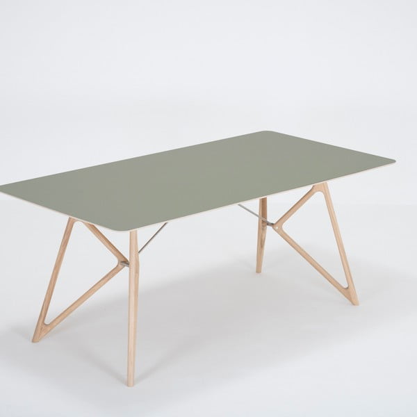 Blagovaonski stol od punog hrasta sa zelenom pločom Gazzda Tink, 180 x 90 cm