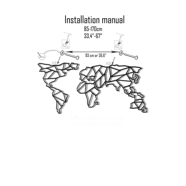 Metalna zidna dekoracija Map of the World Clear, 85 x 170 cm-image-2