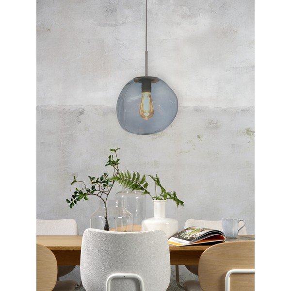 Siva viseća svjetiljka sa staklenim sjenilom ø 12 cm Helsinki – it's about RoMi-image-1
