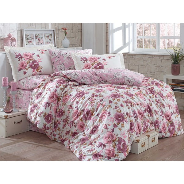 Pamučna posteljina s plahtama Alessia Dusty Rose, 200 x 220 cm