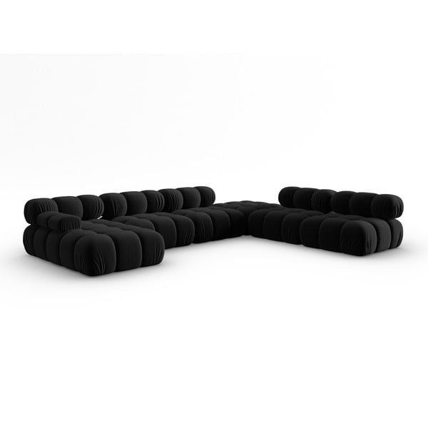 Crna baršunasta sofa 379 cm Bellis – Micadoni Home-image-3