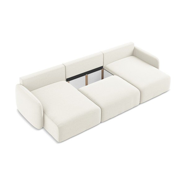 Krem baršunasti sklopiva/s prostorom za odlaganje kutna garnitura (u obliku slova "U") Kalena – Makamii-image-4