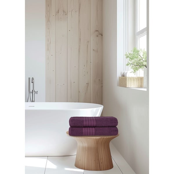 Bordo pamučni ručnici u setu 2 kom od frotira 70x140 cm – Good Morning-image-2