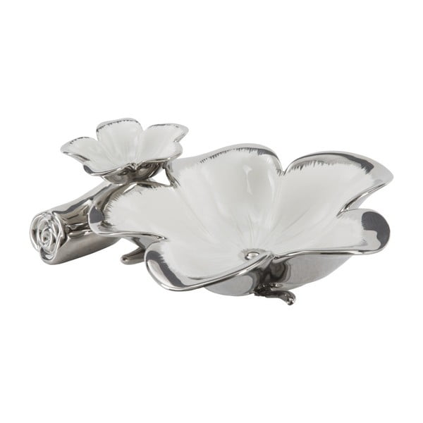 Bijela i srebrna ukrasna keramička zdjela Mauro Ferretti Tasche Lily B