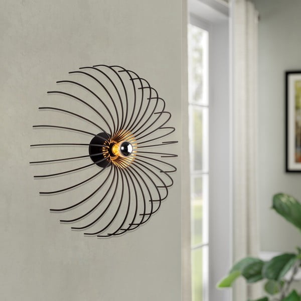 Crna zidna svjetiljka Opviq lights Aspendos, ø 36 cm-image-1