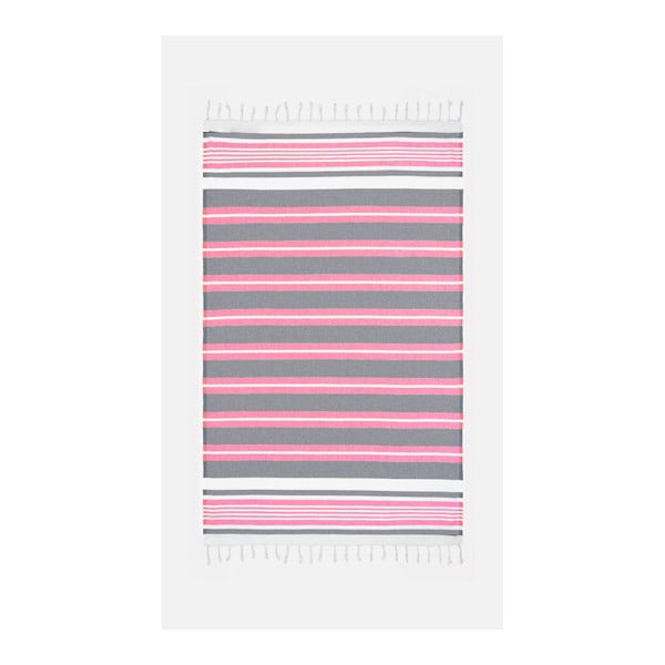 Ružičasto-sivi ručnik za kupanje s udjelom pamuka Kate Louise Cotton Collection Line Pink Grey, 100 x 180 cm