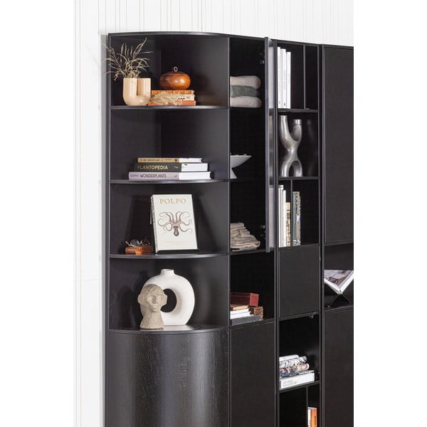 Crna modularna biblioteka od masivnog bora 190x210 cm Finca – WOOOD-image-4