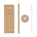 Silikonska slamka sa četkom za čišćenje/s poklopcem Milk Coffee – Muuki