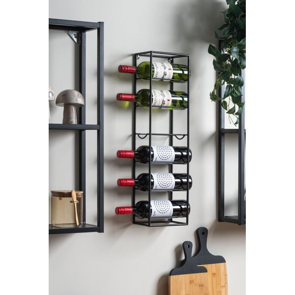Crni zidni metalni držač za boce vina broj boca 6 kom  Single  – PT LIVING-image-1