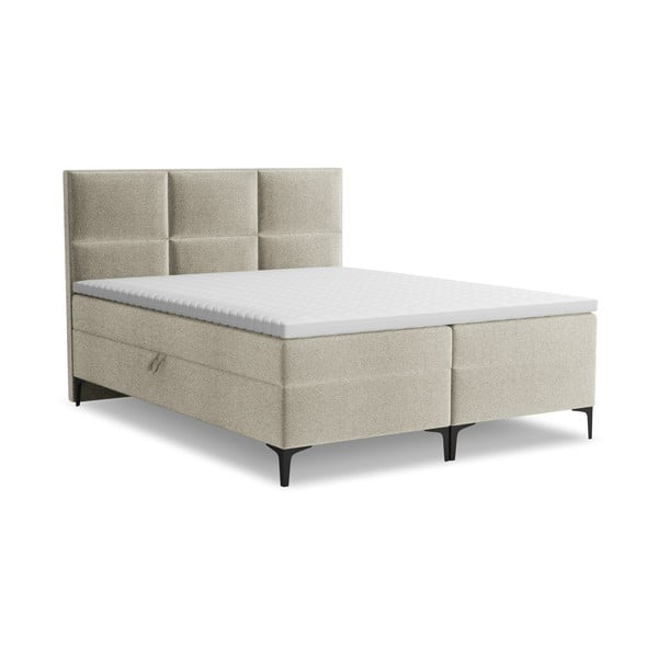 Smeđe-sivi boxspring krevet s prostorom za odlaganje 180x200 cm Pakalana – Makamii