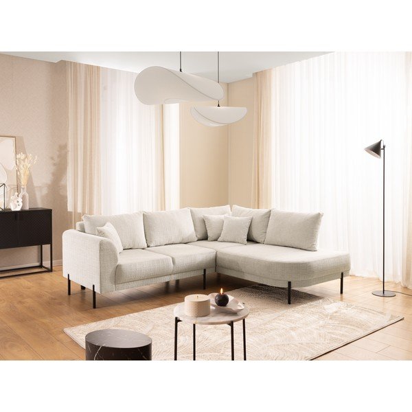 Bež kutna garnitura od šenila (s desnim kutom/u obliku slova L) Mauris  – Ropez-image-1