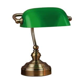 Stolna lampa od mesinga i zelene boje Markslöjd Bankars, visina 25 cm