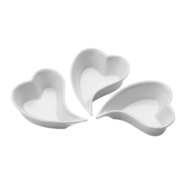 Set od 3 porculanske posudice za posluživanje Premier Housewares Heart Shape