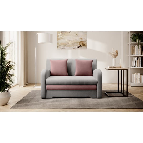 Ružičasta/svijetlo siva baršunasti sklopiva sofa 130 cm Ario – ELTAP-image-1