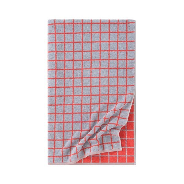 Crveni/svijetlo plavi pamučan ručnik 90x150 cm Grid – Jotex