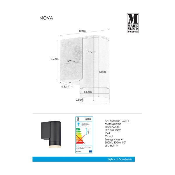 Crna zidna svjetiljka Markslöjd Nova-image-1