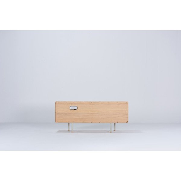 Bijela/u prirodnoj boji TV komoda od punog hrasta 150x64 cm Fina – Gazzda-image-4