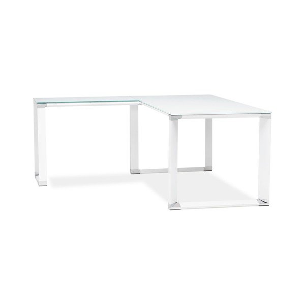 Bijeli kutni radni stol sa staklenom pločom Kokoon Warner-image-1