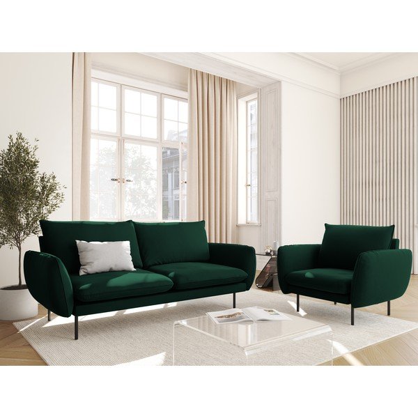 Tamnozelena baršunasta sofa 160 cm Vienna - Cosmopolitan Design-image-1