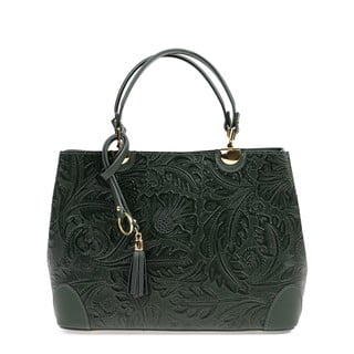 Zelena kožna torbica Carla Ferreri Floral