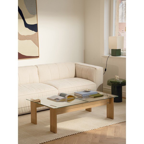 Stolić za kavu sa staklenom pločom stola u prirodnoj boji 86x132 cm Naiko – noo.ma-image-1