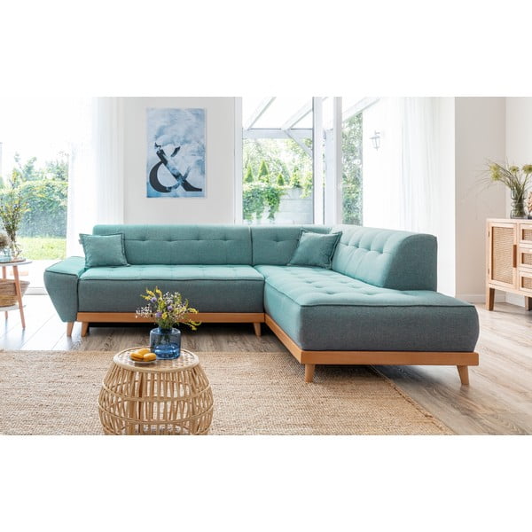 Tirkizna sklopiva kutna garnitura (s desnim kutom) Dazzling Daisy – Miuform-image-1